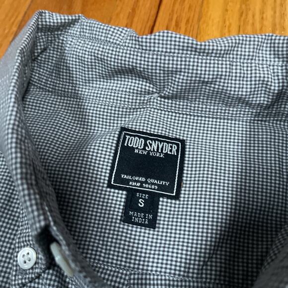 Todd Snyder Shirt Sz Small Grey Micro Check Plaid Button Down Cotton Long Sleeve - Picture 4 of 9